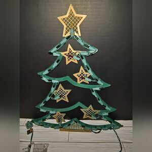 Christmas Holiday Impact Plastics Lighted Christmas Tree Gold Stars Decor 18"in